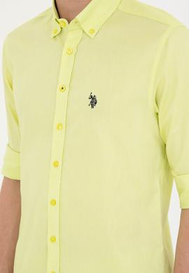 Erkek Neon Sarı Uzun Kollu Basic Gömlek - 50263025088