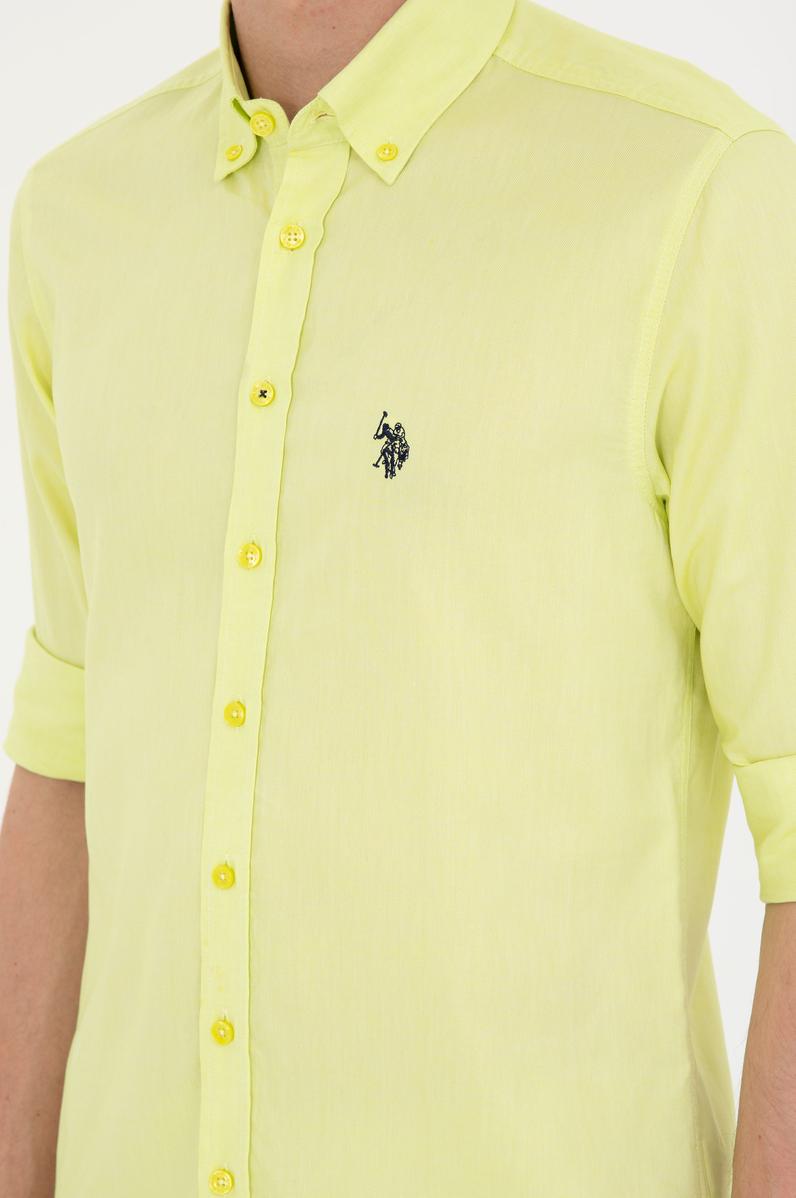 Erkek Neon Sarı Uzun Kollu Basic Gömlek