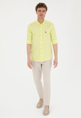 Erkek Neon Sarı Uzun Kollu Basic Gömlek - 50263025088