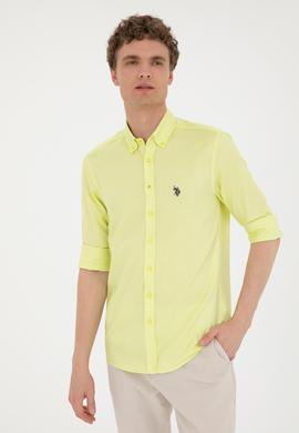 Erkek Neon Sarı Uzun Kollu Basic Gömlek - 50263025088