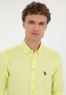 Erkek Neon Sarı Uzun Kollu Basic Gömlek - 50263025088