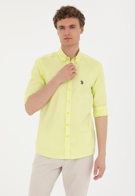 Erkek Neon Sarı Uzun Kollu Basic Gömlek - 50263025088