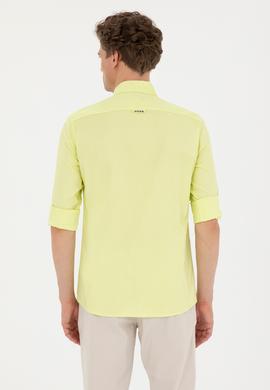 Erkek Neon Sarı Uzun Kollu Basic Gömlek - 50263025088