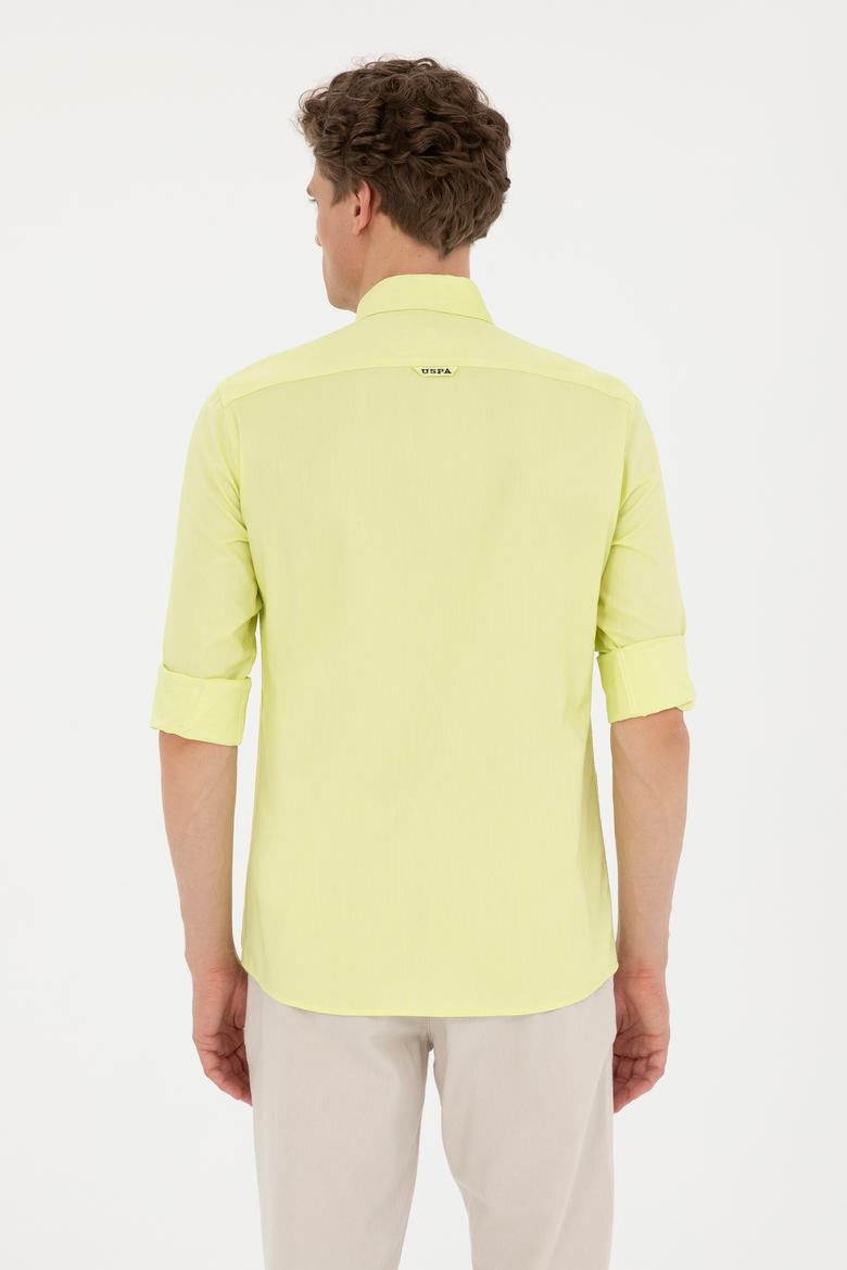 Erkek Neon Sarı Uzun Kollu Basic Gömlek - 50263025088