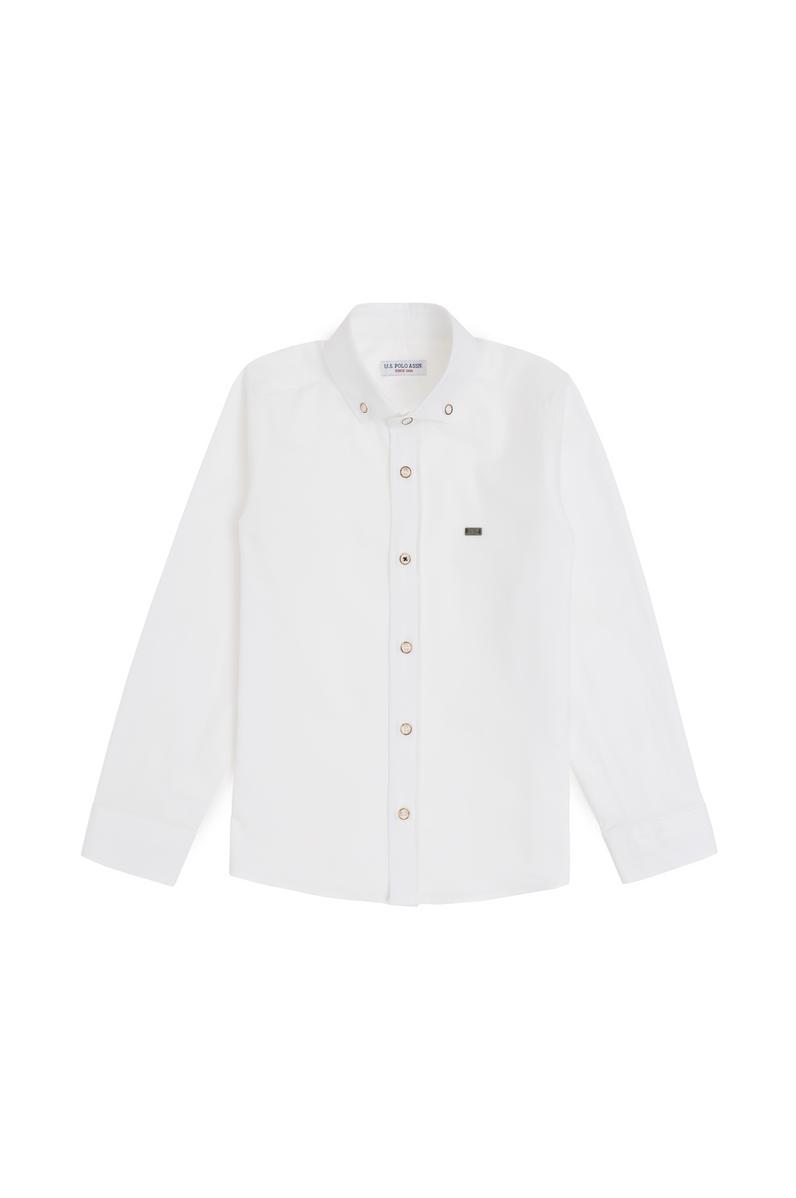Erkek Çocuk Beyaz Uzun Kollu Basic Gömlek