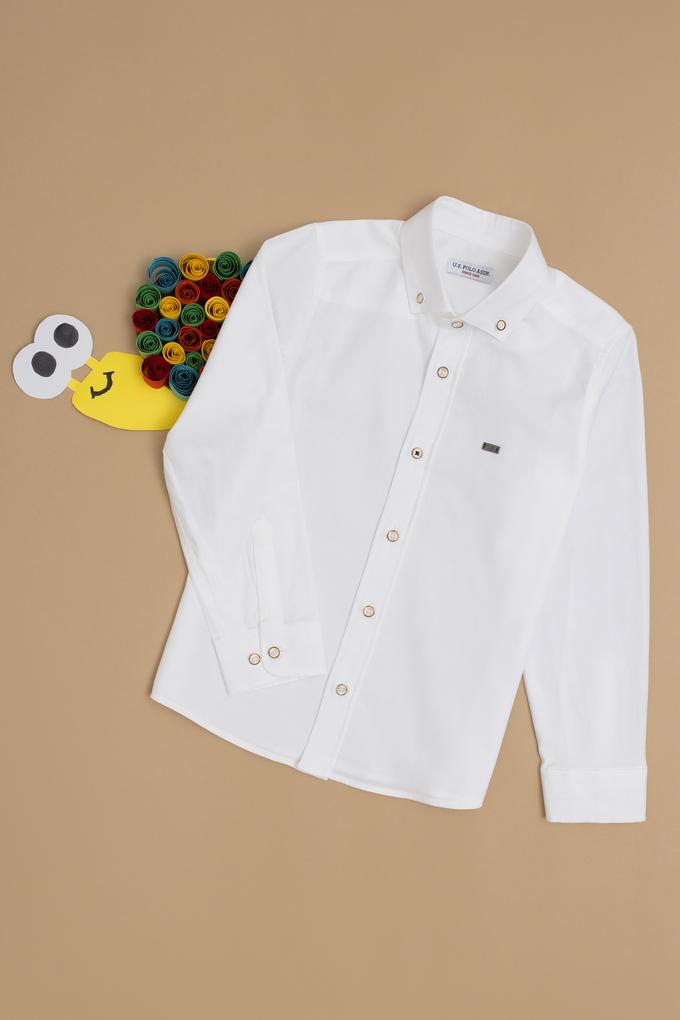 Erkek Çocuk Beyaz Uzun Kollu Basic Gömlek