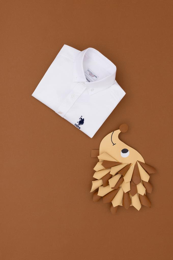 Erkek Çocuk Beyaz Uzun Kollu Basic Gömlek