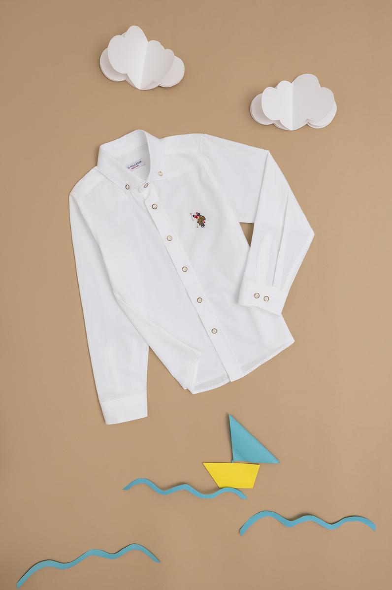 Erkek Çocuk Beyaz Uzun Kollu Basic Gömlek