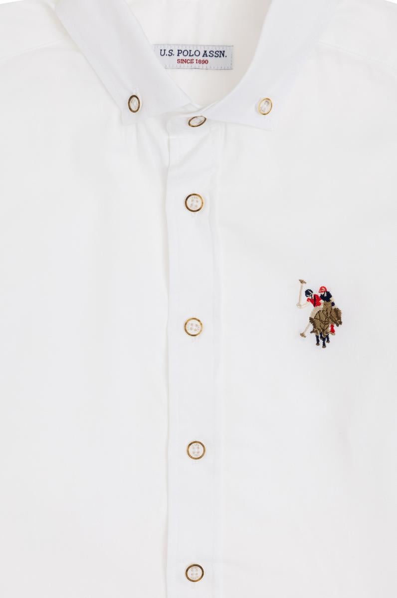 Erkek Çocuk Beyaz Uzun Kollu Basic Gömlek