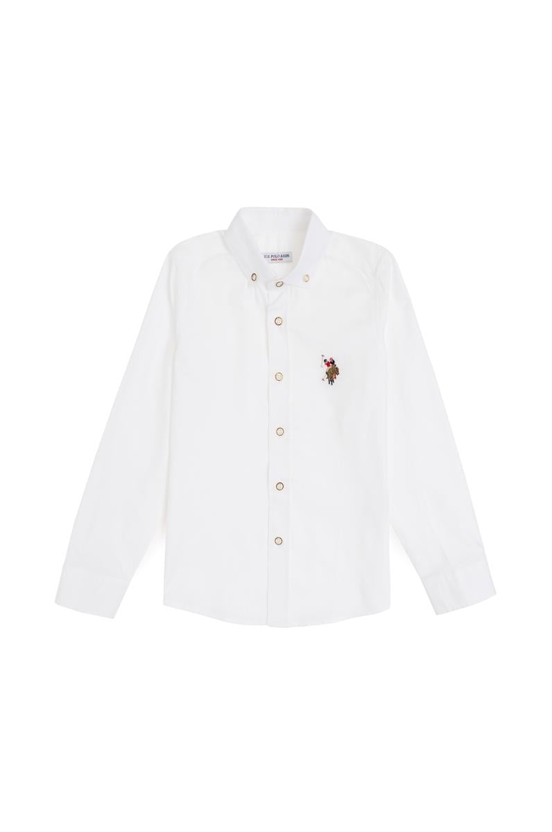 Erkek Çocuk Beyaz Uzun Kollu Basic Gömlek