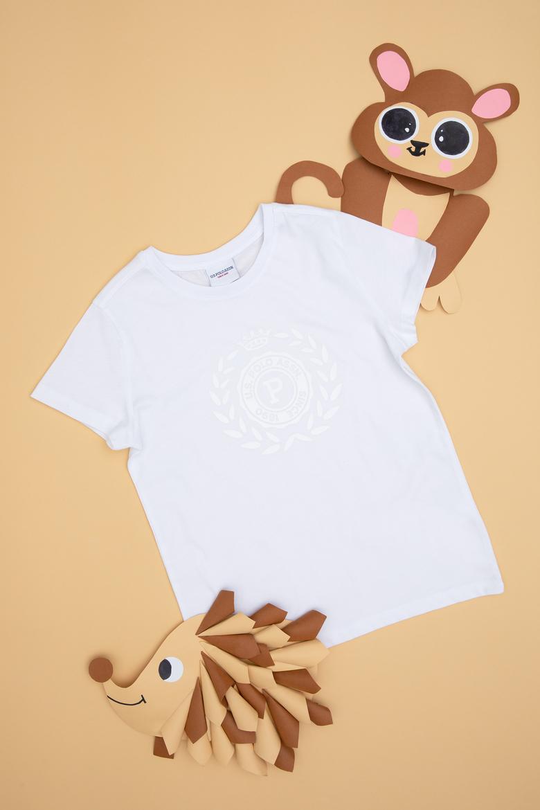 Erkek Çocuk Beyaz Bisiklet Yaka Tişört - 50281684001