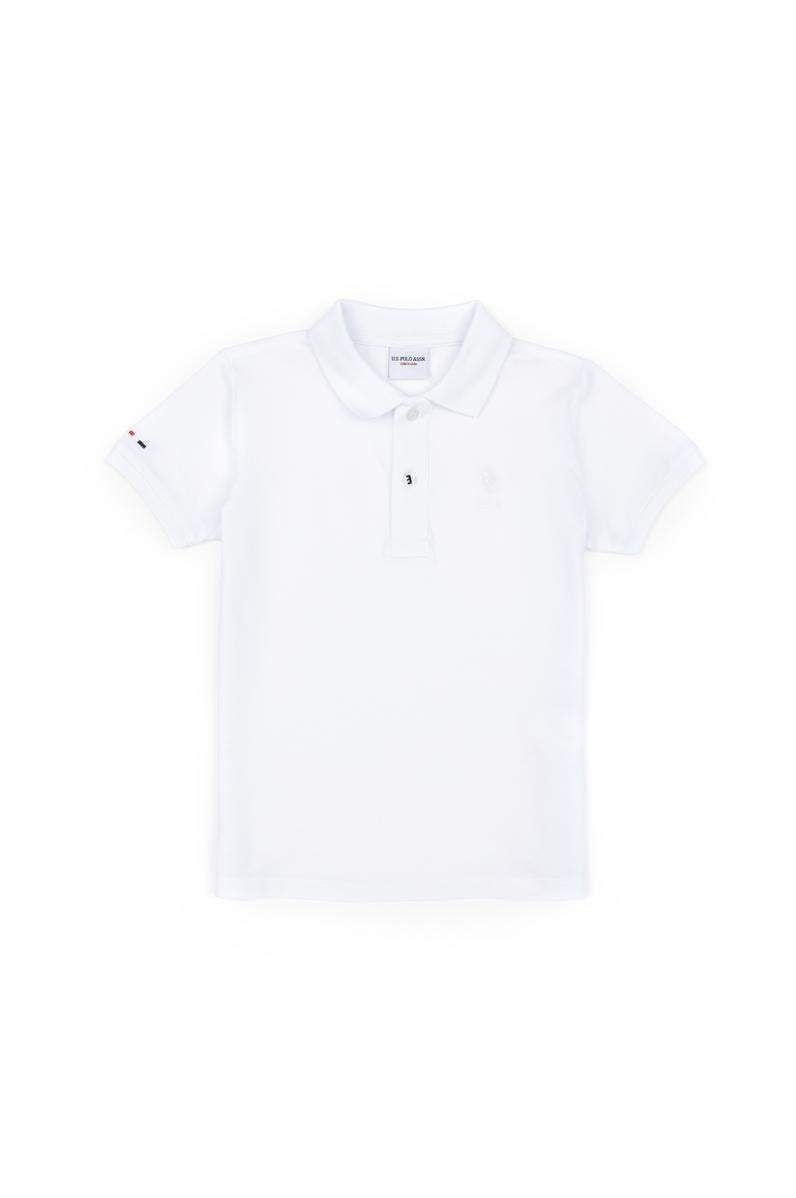 Erkek Çocuk Beyaz Basic Polo Yaka Tişört