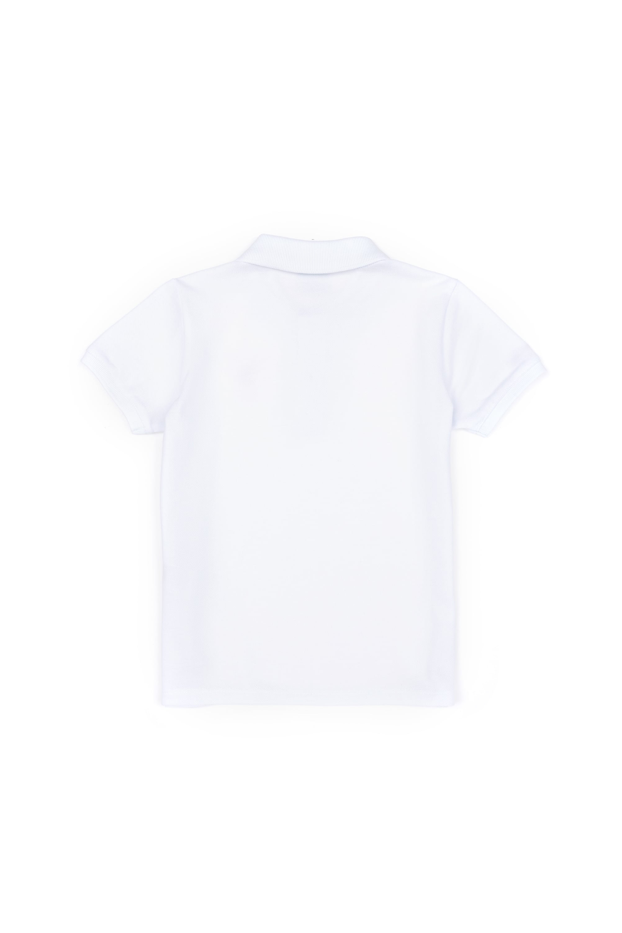 Erkek Çocuk Beyaz Basic Polo Yaka Tişört - Image 3
