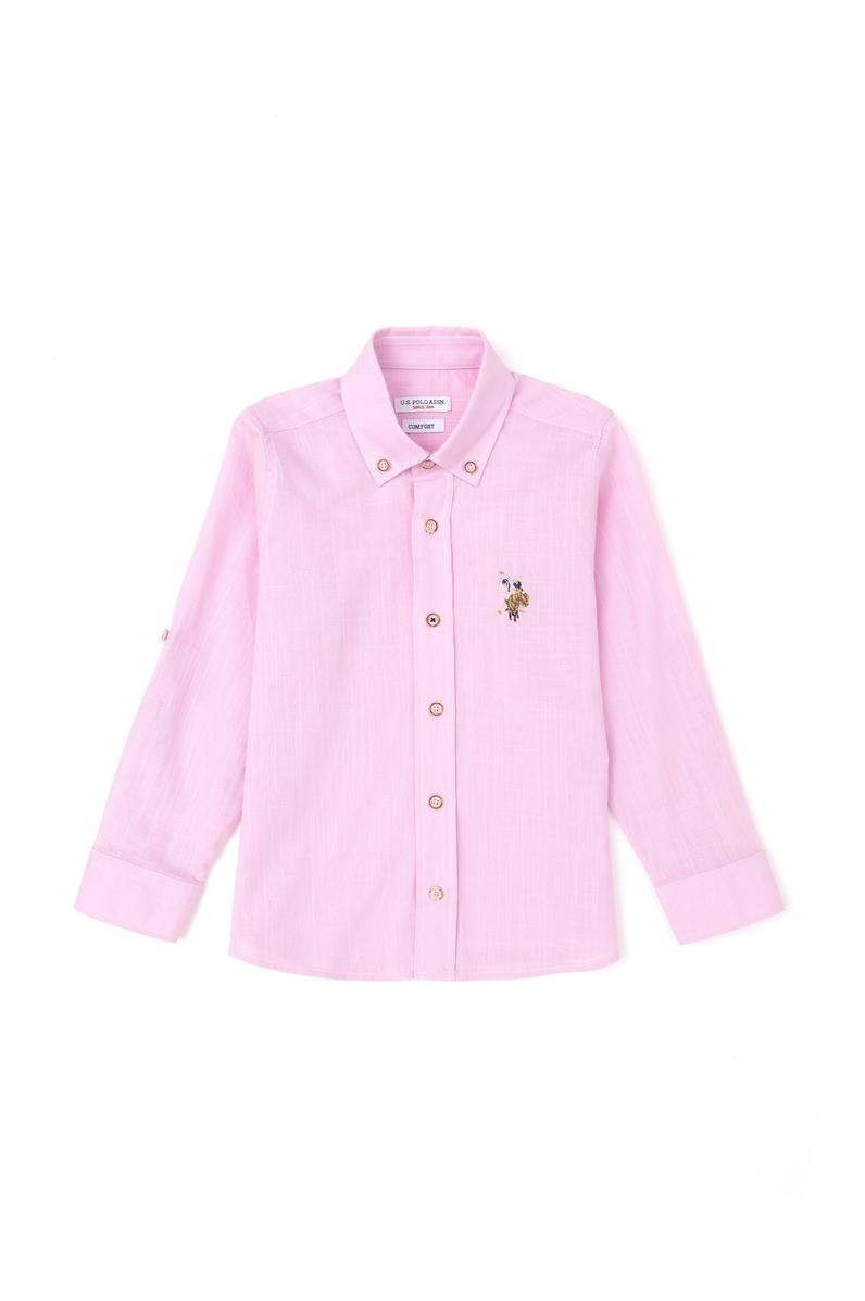 Erkek Çocuk Pembe Uzun Kollu Basic Gömlek