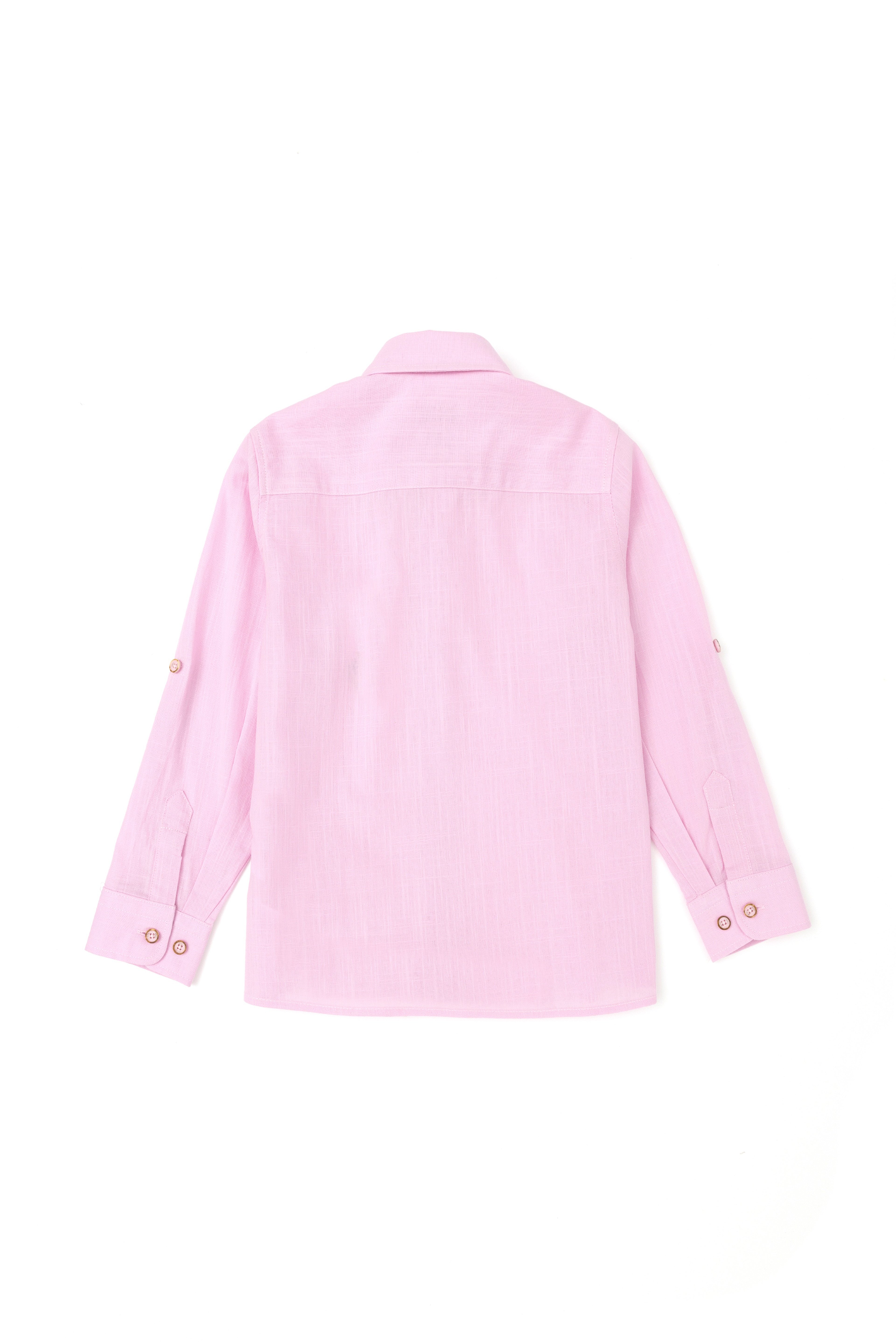 Erkek Çocuk Pembe Uzun Kollu Basic Gömlek - Image 2