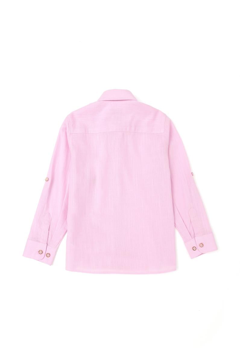 Erkek Çocuk Pembe Uzun Kollu Basic Gömlek