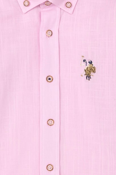 Erkek Çocuk Pembe Uzun Kollu Basic Gömlek