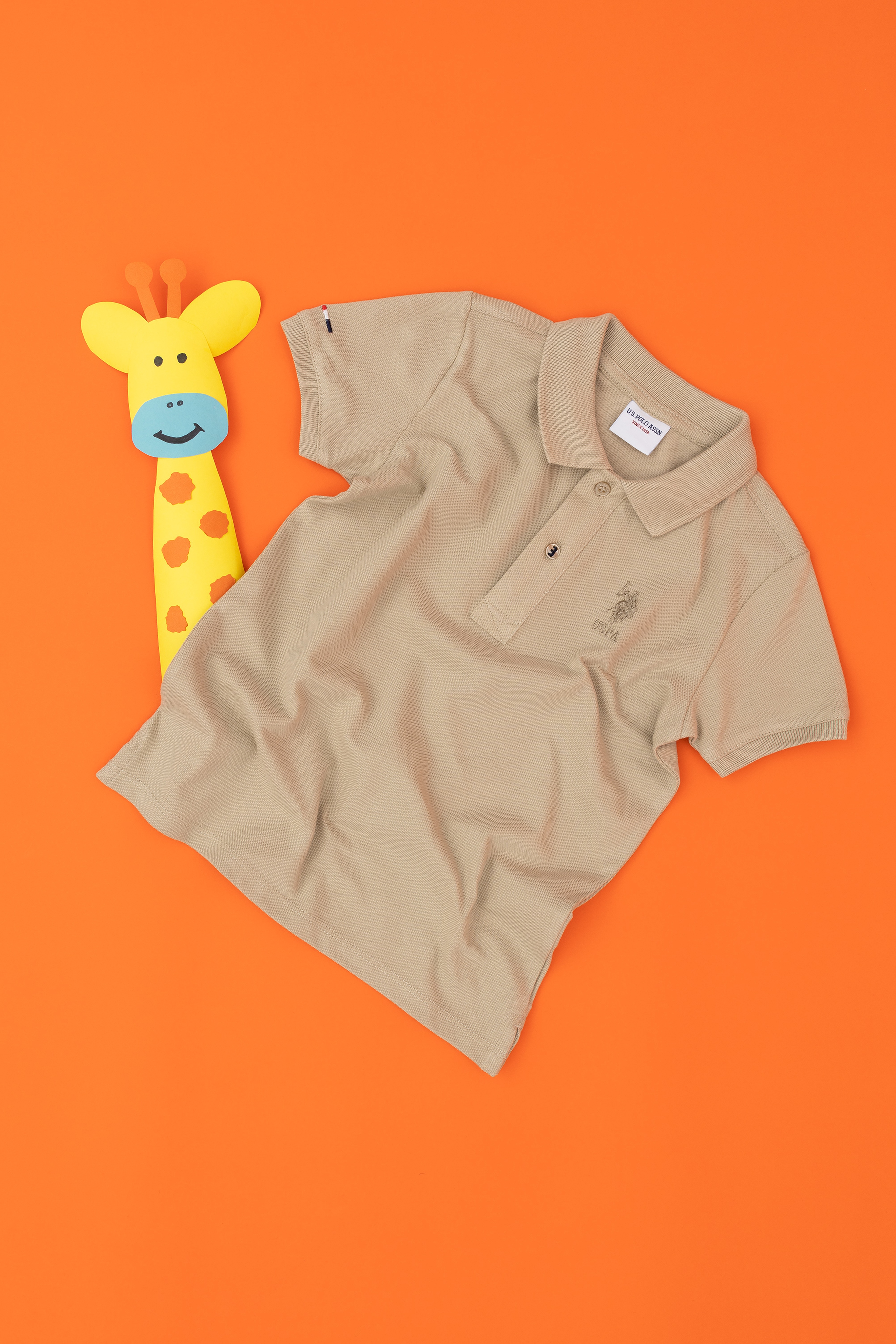 Erkek Çocuk Açık Haki Basic Polo Yaka Tişört - Image 1