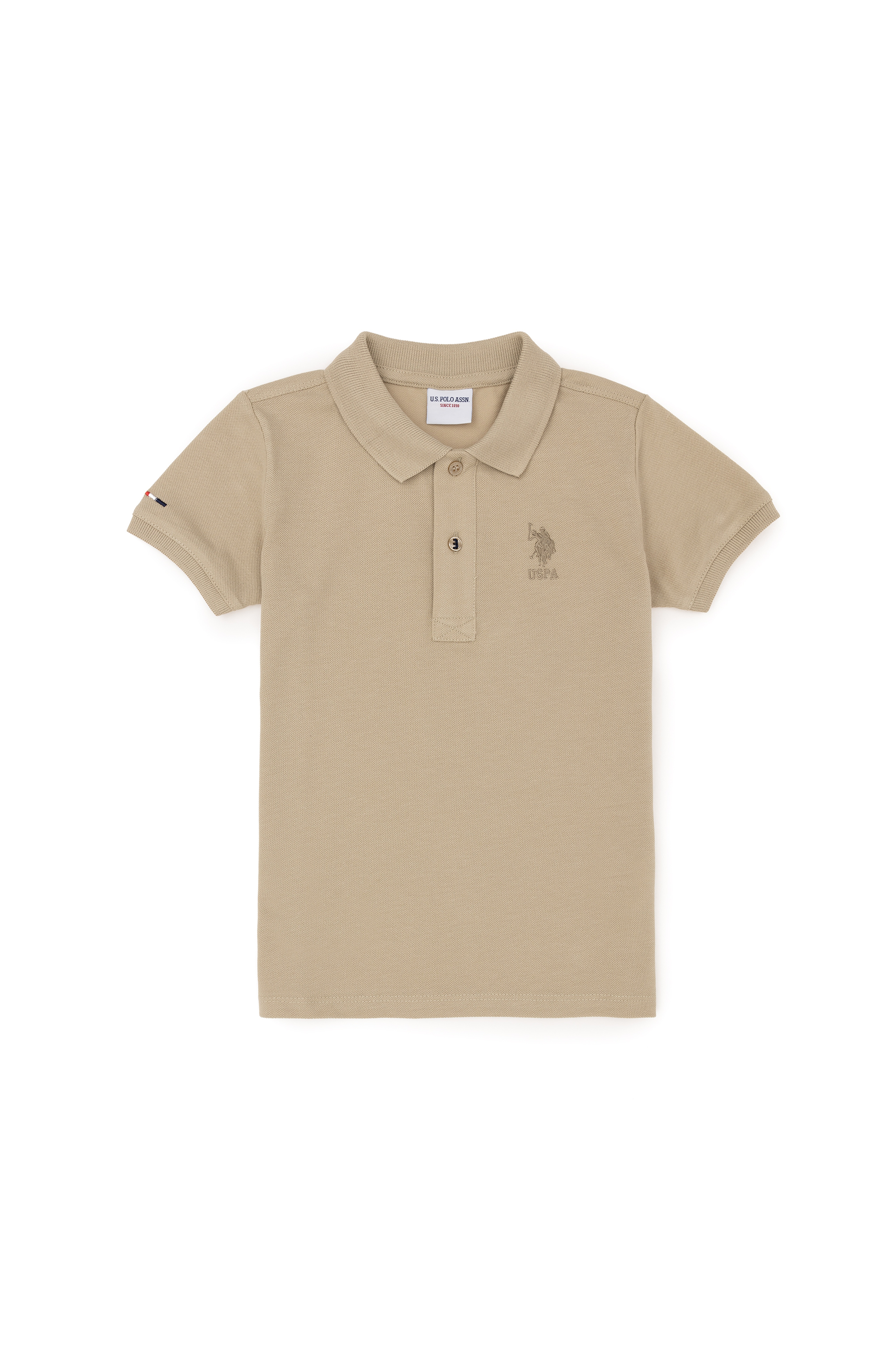 Erkek Çocuk Açık Haki Basic Polo Yaka Tişört - Image 2