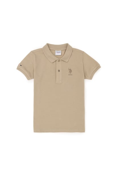 Erkek Çocuk Açık Haki Basic Polo Yaka Tişört