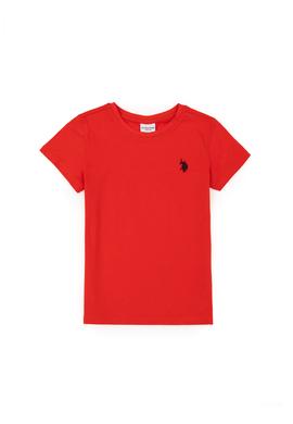 Erkek Çocuk Kırmızı Basic Bisiklet Yaka Tişört - 50279612047