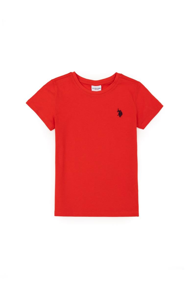 Erkek Çocuk Kırmızı Basic Bisiklet Yaka Tişört