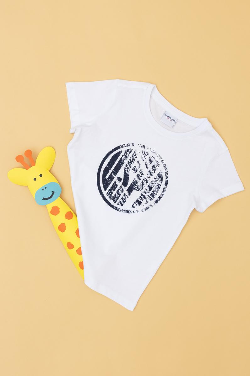 Erkek Çocuk Beyaz Basic Bisiklet Yaka Tişört