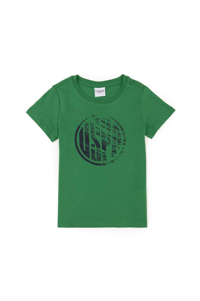 Erkek Çocuk Yeşil Basic Bisiklet Yaka Tişört