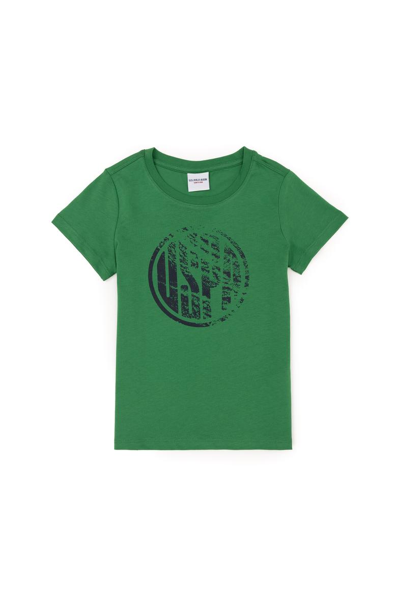 Erkek Çocuk Yeşil Basic Bisiklet Yaka Tişört