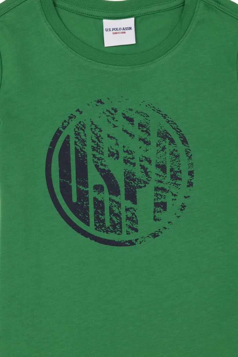 Erkek Çocuk Yeşil Basic Bisiklet Yaka Tişört - 50284819115