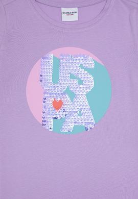 Kız Çocuk Lila Bisiklet Yaka Tişört - 50288455024