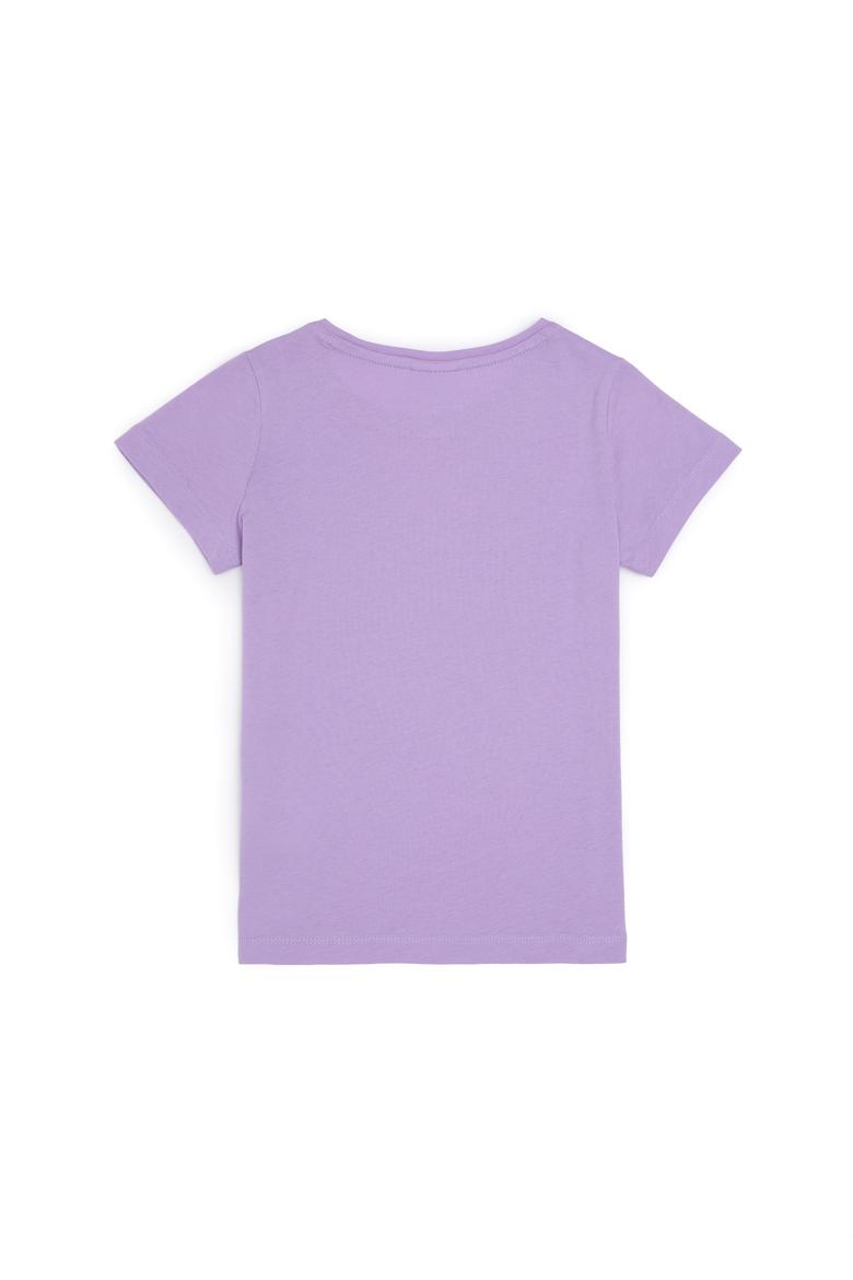 Kız Çocuk Lila Bisiklet Yaka Tişört - 50288455024