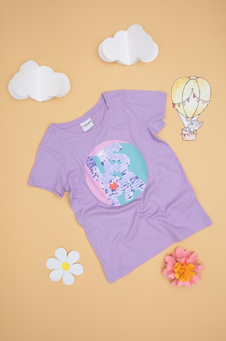 Kız Çocuk Lila Bisiklet Yaka Tişört