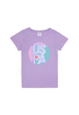 Kız Çocuk Lila Bisiklet Yaka Tişört - 50288455024