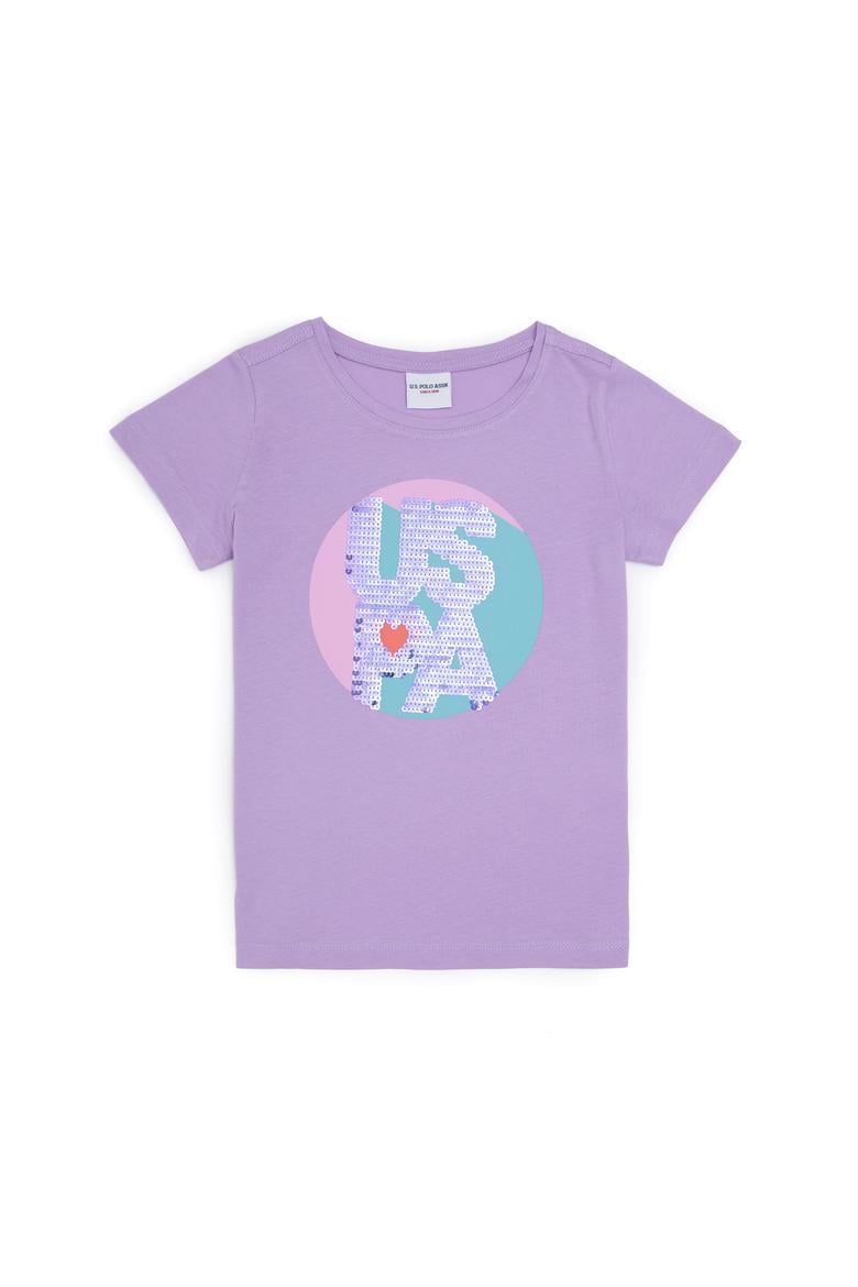 Kız Çocuk Lila Bisiklet Yaka Tişört - 50288455024