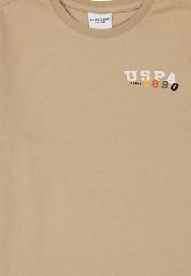 Erkek Çocuk Açık Haki Oversize Bisiklet Yaka Tişört - 50288060032