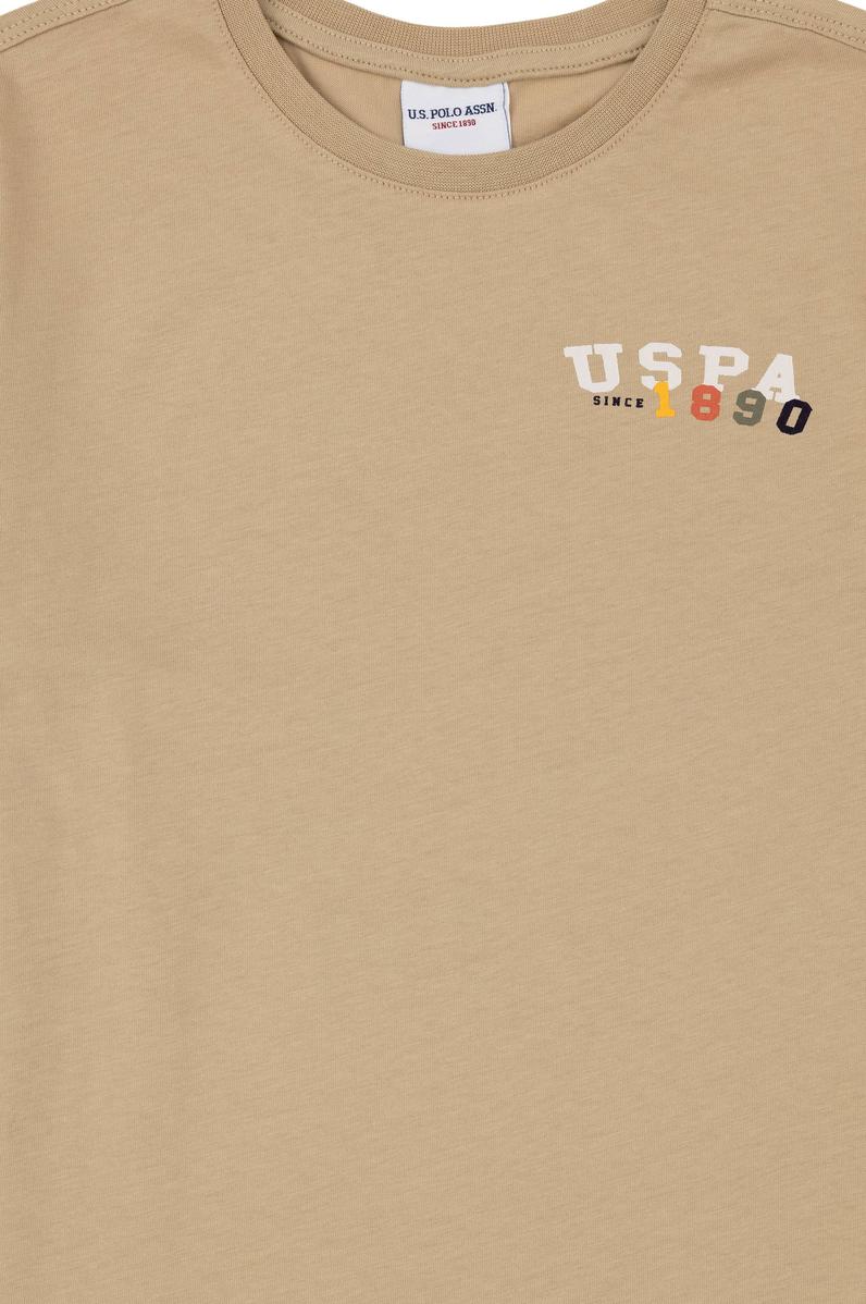 Erkek Çocuk Açık Haki Oversize Bisiklet Yaka Tişört