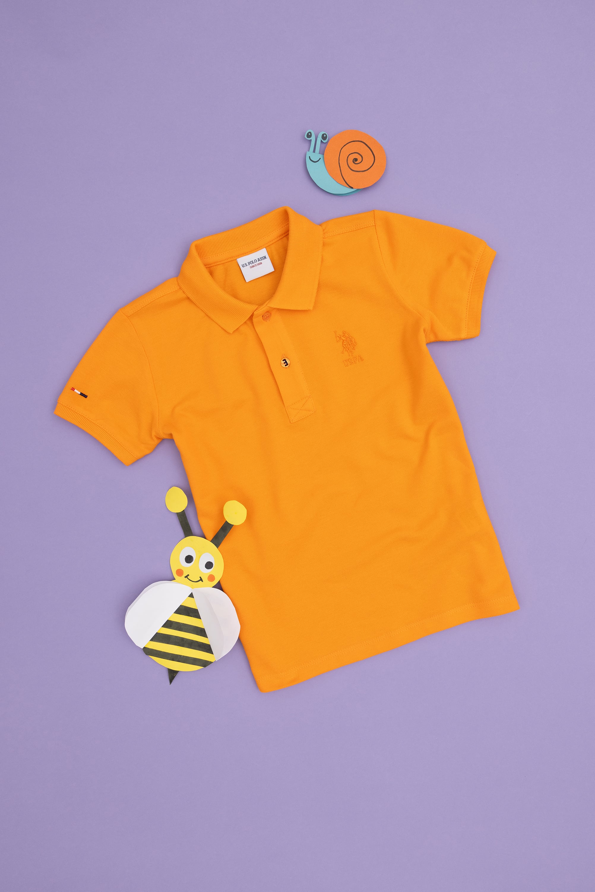 Erkek Çocuk Turuncu Basic Polo Yaka Tişört - Image 1