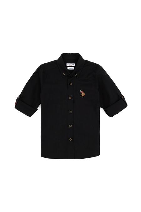 Erkek Çocuk Siyah Uzun Kollu Basic Gömlek