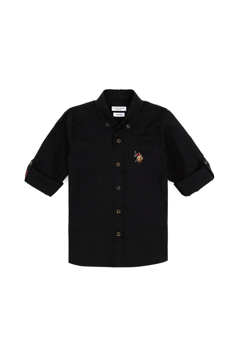 Erkek Çocuk Siyah Uzun Kollu Basic Gömlek