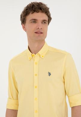 Erkek Sarı Uzun Kollu Basic Gömlek - 50263025078