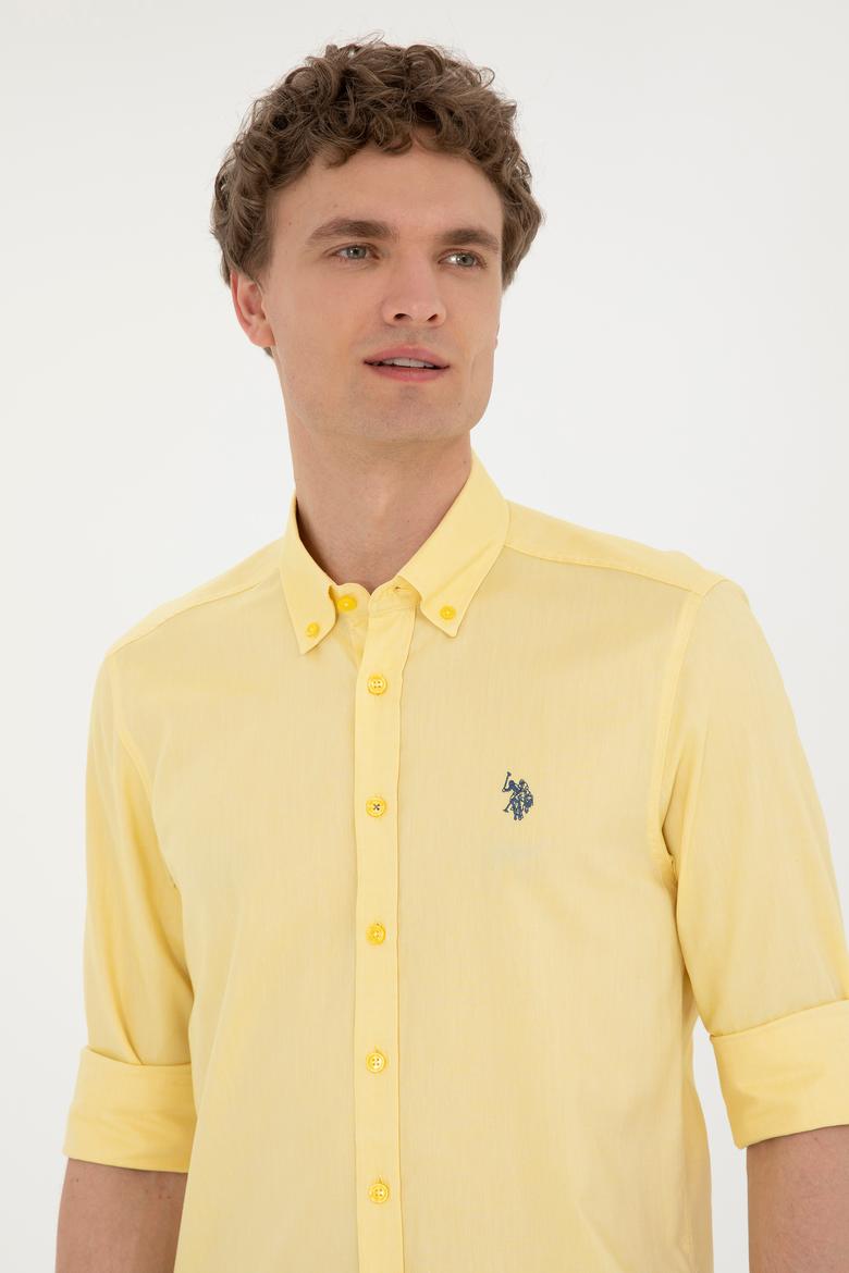 Erkek Sarı Uzun Kollu Basic Gömlek - 50263025078