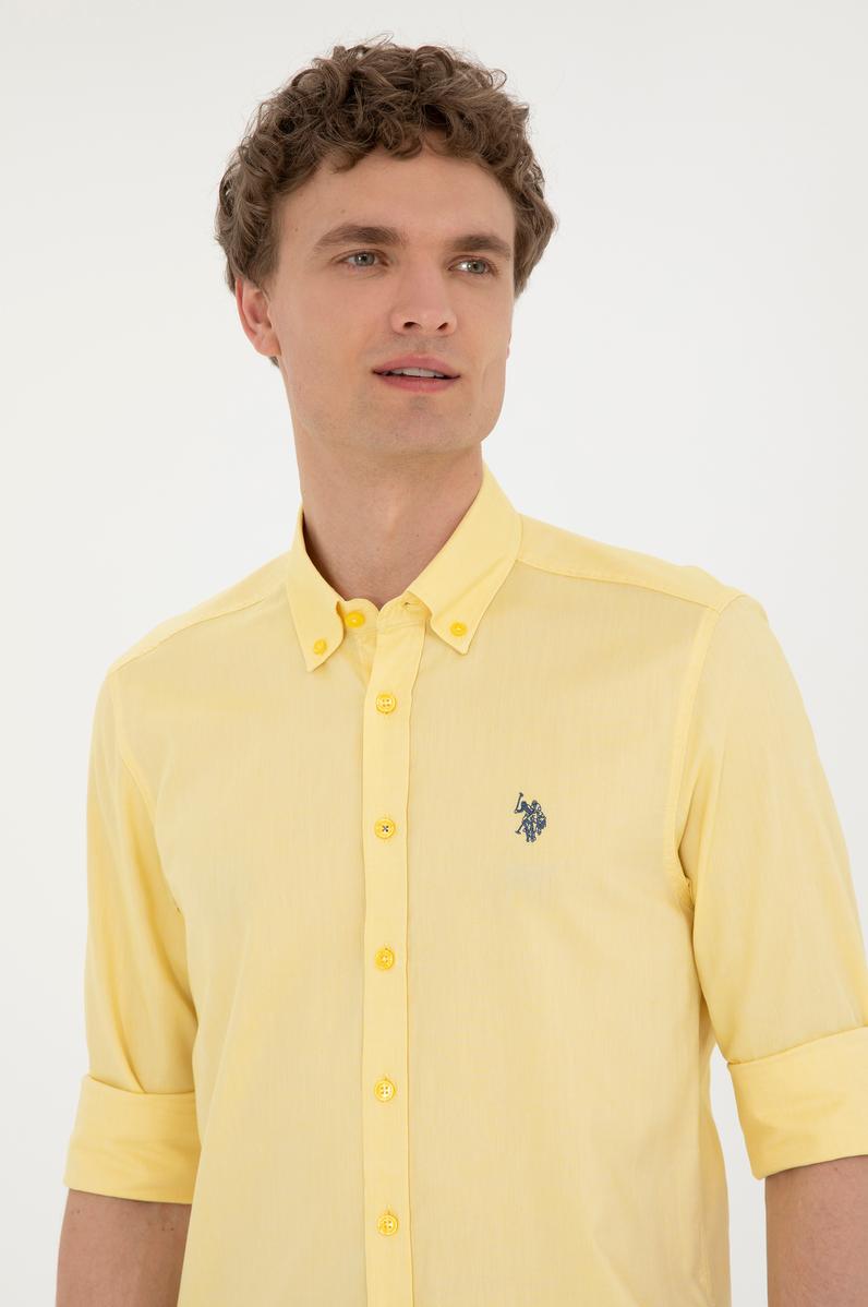 Erkek Sarı Uzun Kollu Basic Gömlek