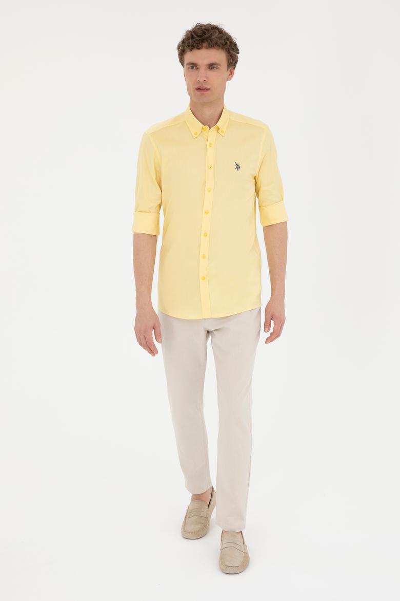 Erkek Sarı Uzun Kollu Basic Gömlek - 50263025078