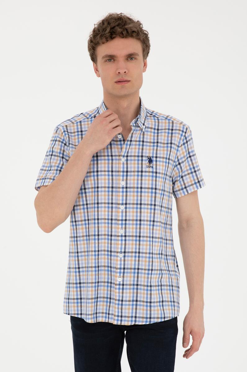 Erkek Saks Kısa Kollu Gömlek