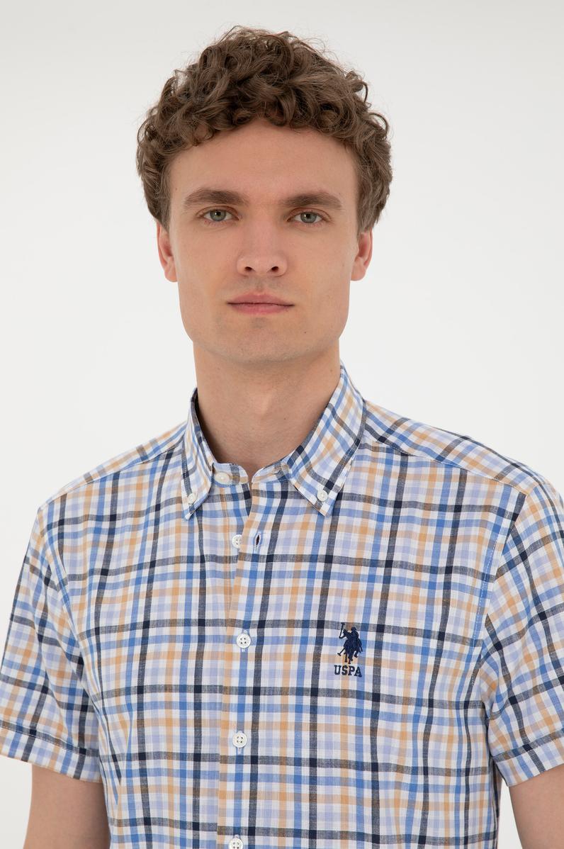 Erkek Saks Kısa Kollu Gömlek