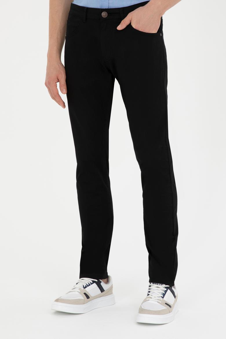 Erkek Slim Fit Siyah Kanvas Pantolon - 50263885042