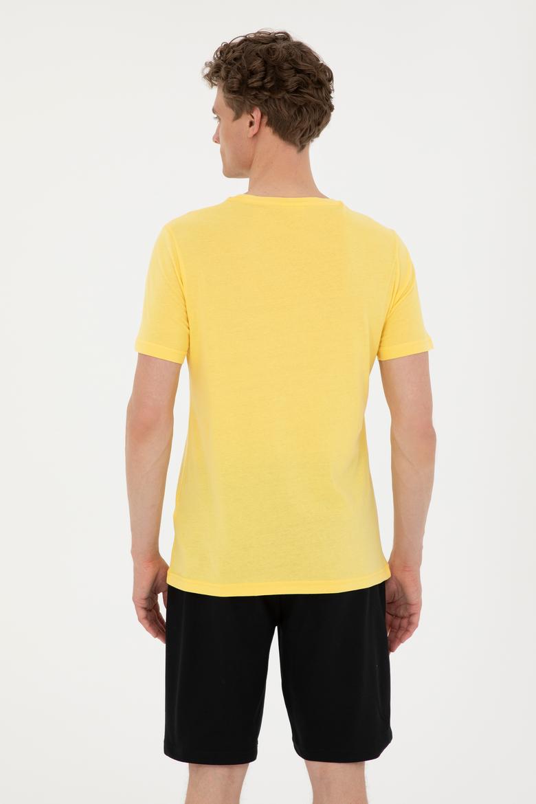 Erkek Sarı Basic Tişört - 50279575139