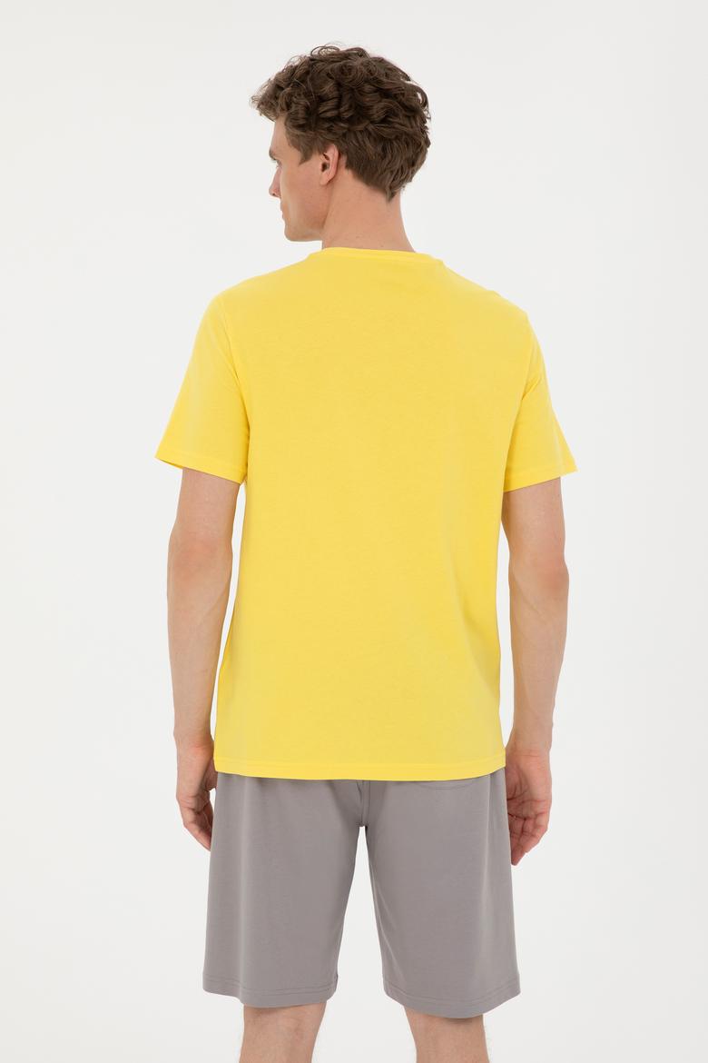 Erkek Sarı Basic Tişört - 50279617140