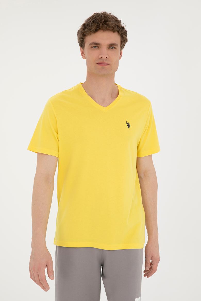 Erkek Sarı Basic Tişört - 50279617140